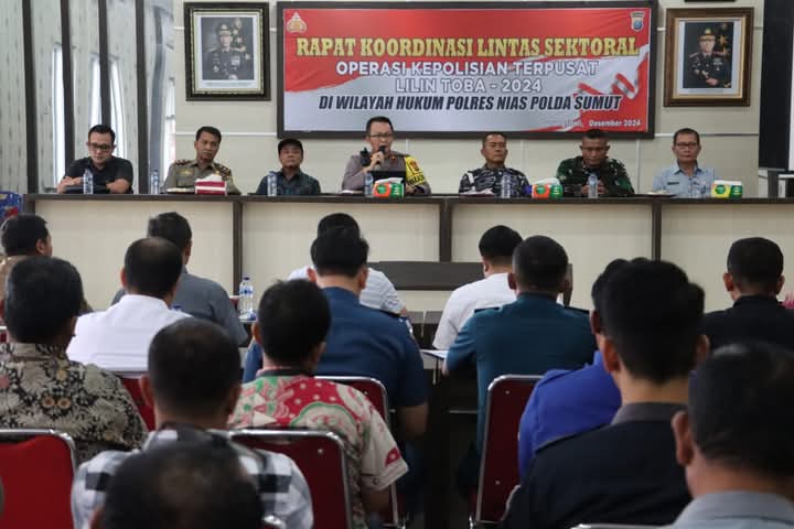 Waka Polres Nias Pimpin Rapat Koordinasi Lintas Sektoral Operasi Lilin Toba 2024